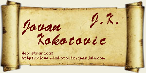 Jovan Kokotović vizit kartica